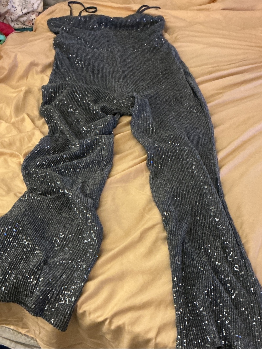 wild fable Charcoal Gray Sequin Ribbed Jumpsuit